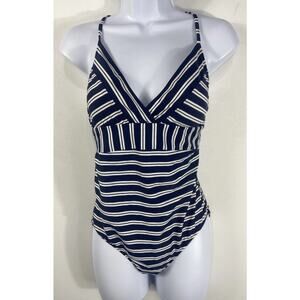 Vineyard Vines Blue & White Stripe Feeder One Piece Swimsuit Size Small